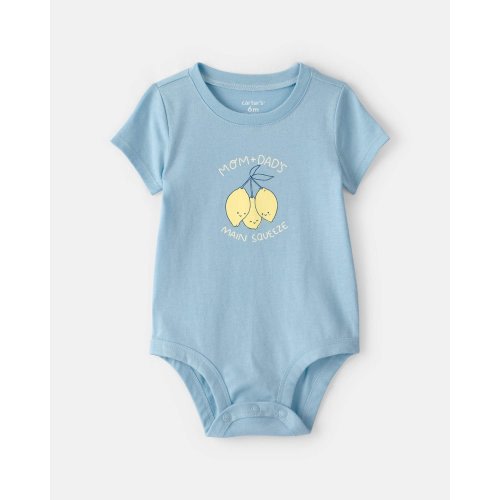 Baby 'Main Squeeze' Lemon Graphic Bodysuit - Blue | Carter's