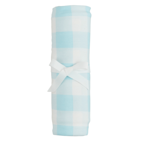 Blue Gingham Stretchy Swaddle | Perfect for Newborns | Mud Pie
