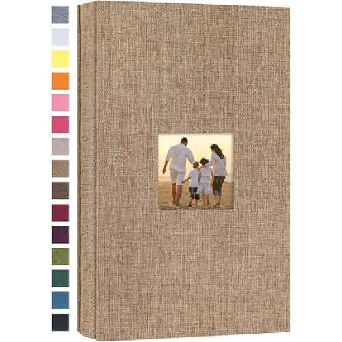potricher Small Photo Album 4x6 300 Photos Linen Cover Picture Photo Book for Family Wedding Anniversary Baby Vacation (Khaki,300 Pockets)