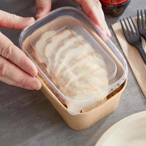 Choice 16-32 oz. Rectangular Polypropylene Take-Out Lid - 300/Case