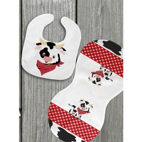 Cow bib and burp cloth set, Farm animal baby shower gift,girl bib,boy burp cloth,baby set,newborn gift,cow gift set,baby boy gift,farm baby,