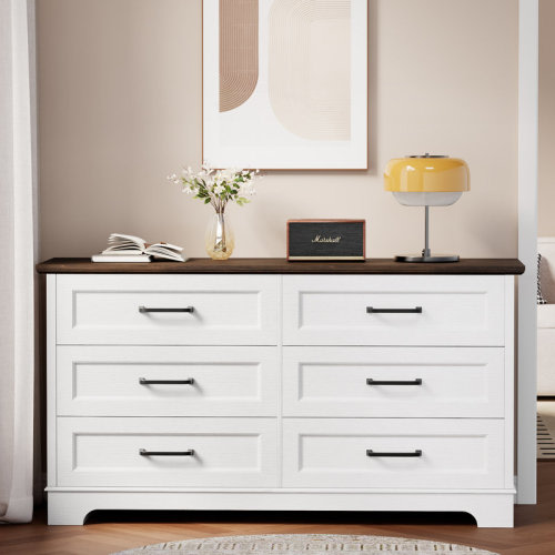 Ebern Designs 51" 6 Drawer Dresser,Double Dresser For Bedroom, High Quality Chest Of Drawers For Living Room, Hallway, Closet & Reviews | Wayfair