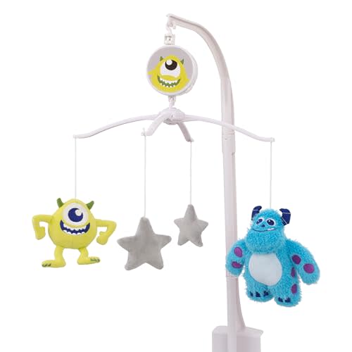 Disney Monsters, Inc. Cutest Little Monster Turquoise, Green, and Gray Sully, Mike and Stars Plush Musical Mobile