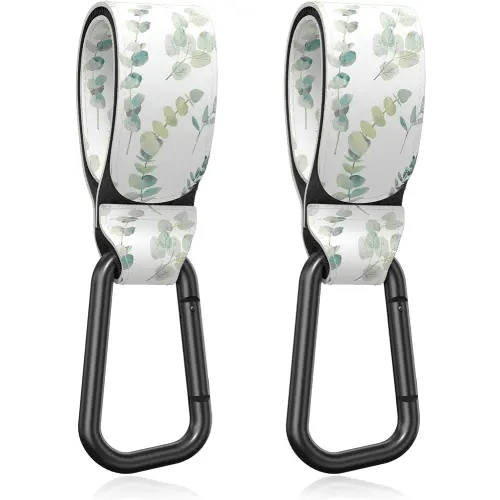 Baby Stroller Hooks for Hanging Bags, Universal Stroller Clips Stroller Accessories Hook Mommy Hook for Stroller, Diaper Bag, Shopping Bag, Purse, Backpack (Eucalyptus, 2 Pack)