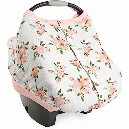 Little Unicorn Breathable Car Seat Canopy | Magnetic Closure & Universal Fit | Cover Baby from Elements (Watercolor Roses)
