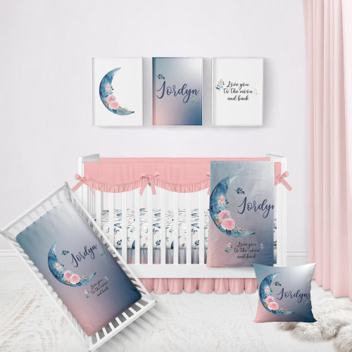 Moon Crib Bedding Set, Crib Bedding Set Girl, Moon Nursery, Baby Bedding, Baby Girl Moon Bedding, Moon Girl Crib, Celestial Crib