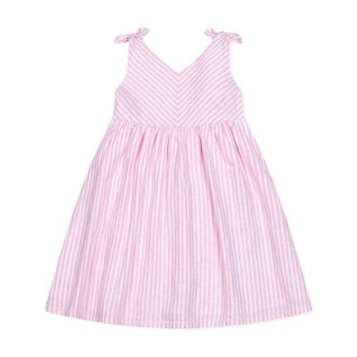 Hope & Henry Girls' Sleeveless Bow Shoulder Swing Dress, Infant, 6-12 Months