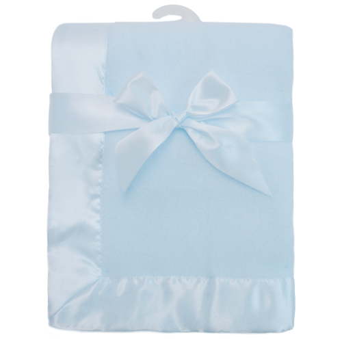 American Baby Company Fleece Blanket with Silk-Like Satin Trim, Soft, Warm & Cozy, Blue, 30" x 40" for Boys and Girls, Perfect for Baby Carrier, Stroller, Travel and Gifting
