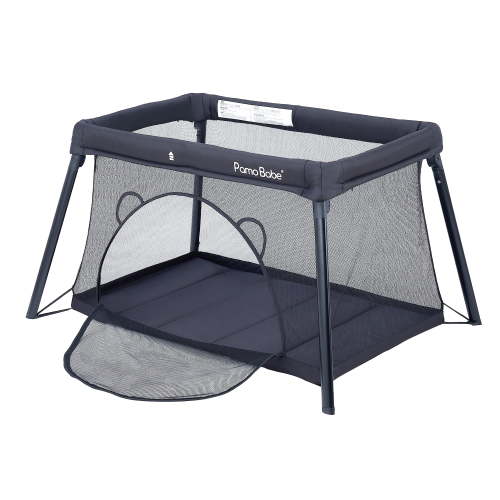 Pamo Babe Unisex Travel Playard for Toddler, Portable Crib for Baby Travel, Lightweight Playpen Foldable Playard for Outdoor, Indoor , 6-36 Months(Black)