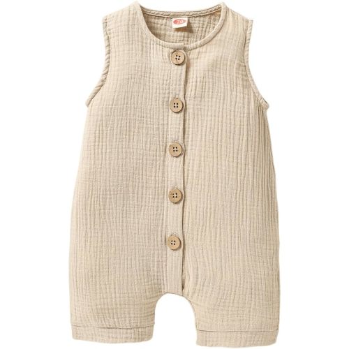 Infant Newborn Baby Boys Girls Cotton Linen Romper Summer Jumpsuit Sleeveless Overalls Clothing Set