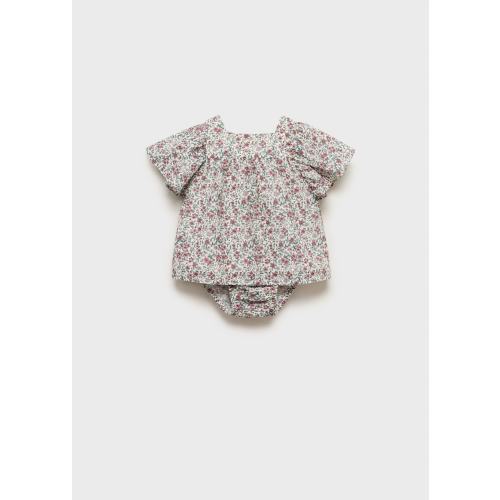 Cotton dress and romper with floral print - Kids | MANGO USA