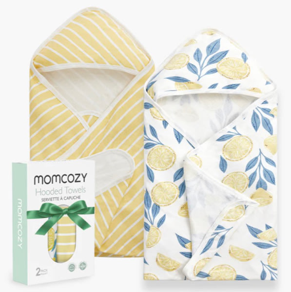 Momcozy Hooded Towel (2 Pack) - Lemon Leaves