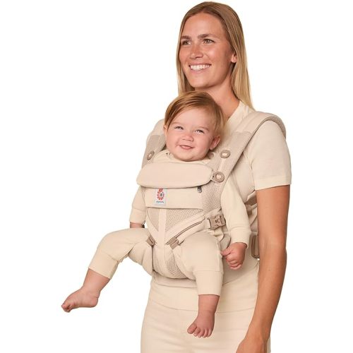 Ergobaby Omni Classic Baby Carrier Newborn to Toddler - Breathable Baby Carriers for Summer - All-Position Carrier with Lumbar Support (7-45 Pounds), Mesh, Natural Beige