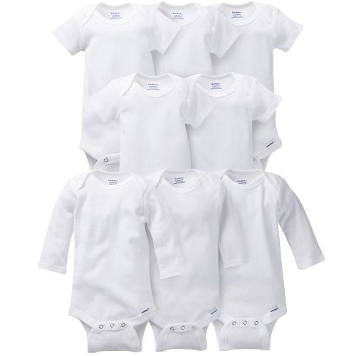 8-Pack White Short &amp; Long Sleeve Onesies® Bodysuit Set