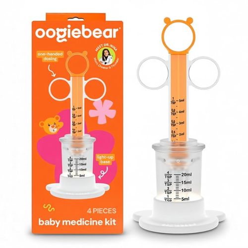 oogiebear Baby Medicine Syringe & Feeder, One Handed Accurate Medication Dispenser, Anti Spit-Up Feeder, BPA Free
