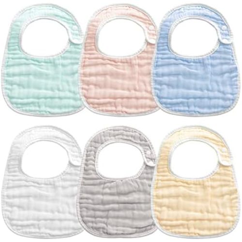 Muslin Baby Bibs【8 Pack/6 Pack】 Ultra Soft Absorbent, 100% Cotton Baby Bandana Drool Bibs Adjustable Snaps
