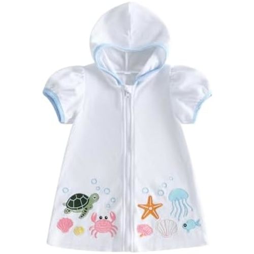 Toddler Girl Beach Cover Up Pool Bath Towel Dress Baby Hooded Swimwear 1-5Y