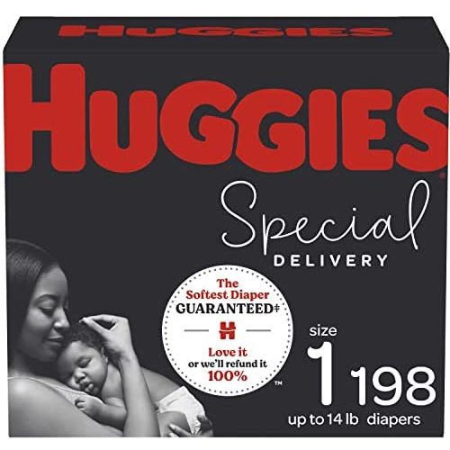 Hypoallergenic Baby Diapers Size 1, 198 Ct, Huggies Special Delivery, Softest Diaper, Safe for Sensitive Skin