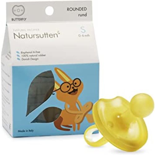 Natursutten Pacifiers 0-6 Months - 1-Pack Butterfly Shield Round Nipple Natural Rubber Safe & Soft BPA-Free Pacifiers for Breastfeeding Babies - Newborn Pacifiers Made in Italy