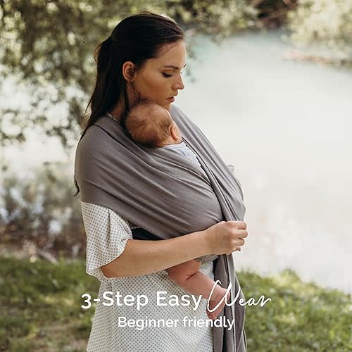 Boba Baby Wrap Carrier - Original Baby Carrier Wrap, Baby Sling for Newborns - Baby Wearing Essentials - Hands-Free Newborn Wrap Swaddle Holder, Newborn to Toddler Infant Baby Sling, 7-35 lbs (Grey)