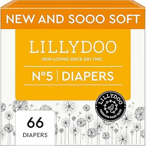 Baby Diapers - Size 5 (24-35 lbs), Half-Monthly Supply (66 Count), Leak Protection, Skin-Friendly, Ultrasoft, Perfume- & Chlorine-Free, Hypoallergenic, Dermatologist Tested, Oeko-TEX®