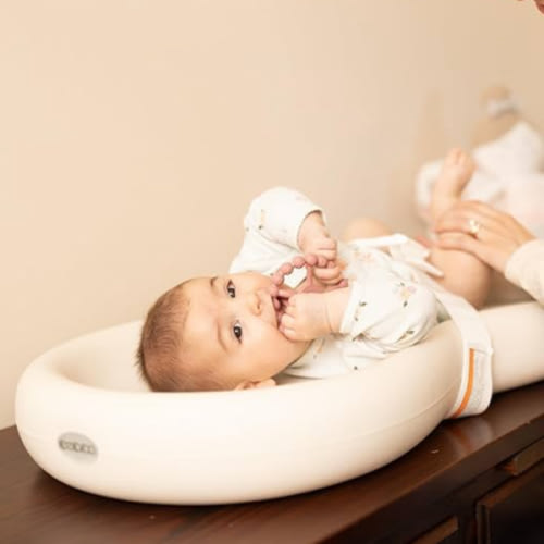 Keekaroo Peanut Changer Baby Vanilla– The Original Made in USA Easy-to-Clean Changing pad and The only Shell Over Foam, Fully Water Repellant