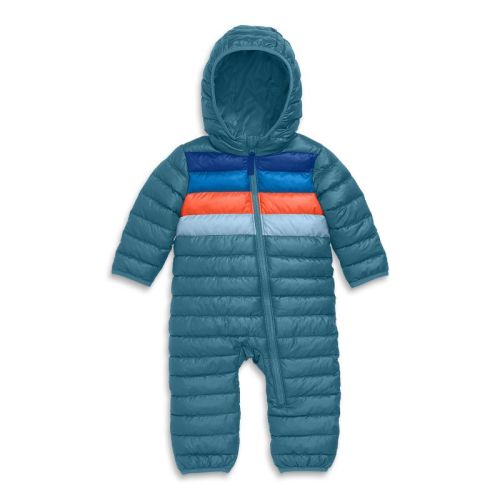 6-12M Primary Baby Lightweight Puffer Suit In Slate Blue Placed Stripe Size 6-12 Months