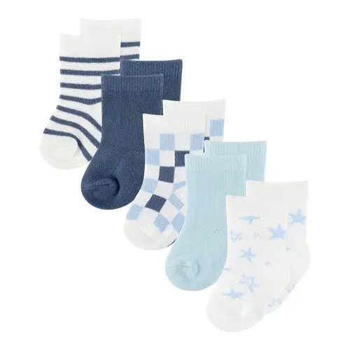 4Baby 5 Pack Socks Blue Mix 6-12m | Baby Bunting AU