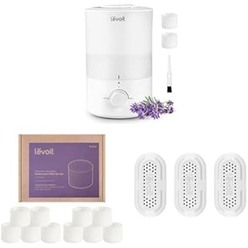 Bundle of LEVOIT Dual150 Humidifiers for Bedroom + LEVOIT 10-Pack Top Fill Humidifier Replacement Filters + LEVOIT 3-Pack Water Softner