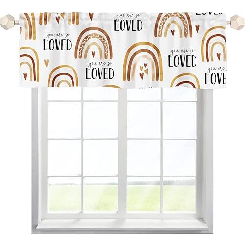 HawSkgFub Baby Girl You are So Loved Nursery Curtains Valance 54 x 18 Inches, Boho Rainbow Short Half Topper Window Treatments Rod Pocket, Kids Toddler Bedroom Playroom Home Kitchen Decor