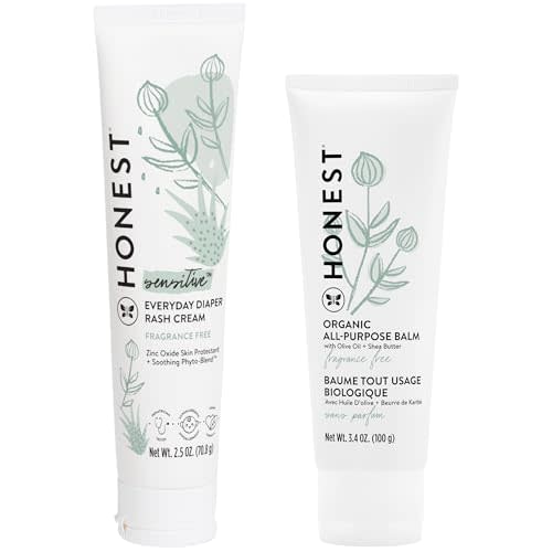 The Honest Company Diaper Rash Cream + All Purpose Balm Bundle | Soothes + Protects | Hypoallergenic + Cruelty Free | 2.5 oz, 3.4 oz