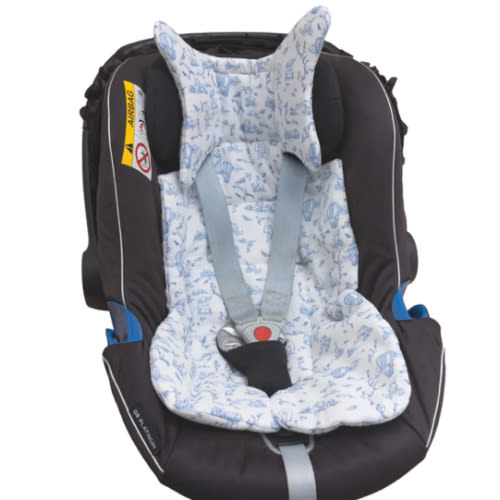 Stroller Cushion - Toile De Jouy / Blue