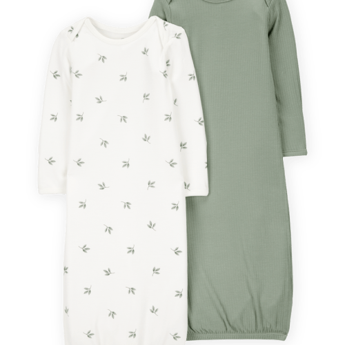 Olive/Ivory Baby 2-Pack PurelySoft Sleeper Gowns | Carter’s Oshkosh Canada