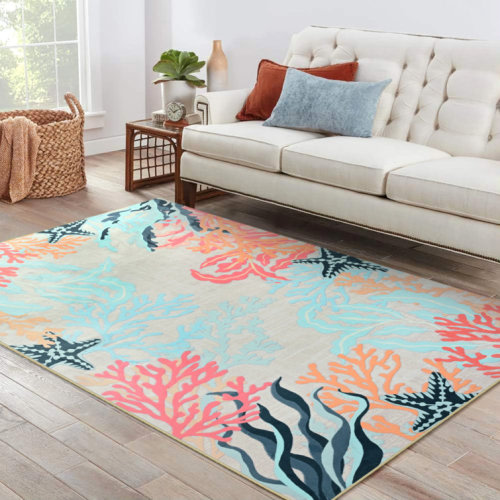 Fillender Modern Oceanl Area Rug Washable Rug Non-Slip Colorful Vintage Accent Floor Carpet For Living Room Bedrooms Decor