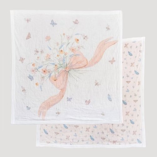 Dressed In Bows & Butterflies Muslin Baby Blanket By Casey Langteau Johnson — Casey Langteau Art Gallery