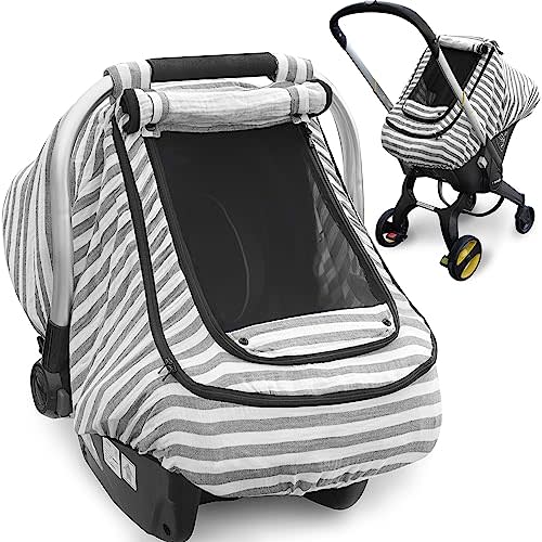 Baby Car Seat Cover, 100% Organic Muslin Carseat Cover for Babies,Infant Car Seat Cover Canopy for Boy Girls