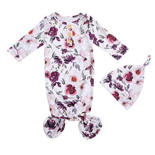 Infant Newborn Baby Girls Floral Sleep Gown Headband Sleepwear Romper Sleeping Bags Outfits