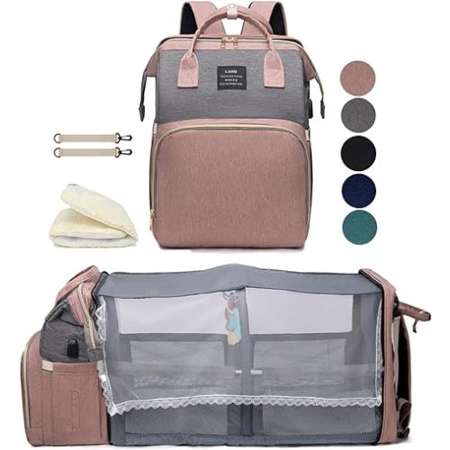 Diaper Bag Backpack with Changing Station: Pink Baby Bags for Girls Boys New Mom Gifts Pañaleras Para Bebe Baby Girl Newborn Essentials Must Haves Baby Shower Gifts Baby Registry