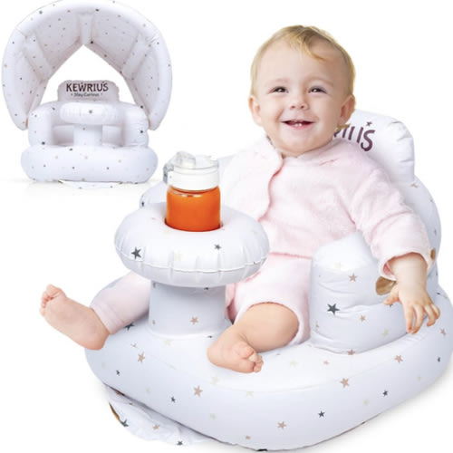 Inflatable Baby Seat for Babies 3+ Months with Removable Canopy – Baby Floor Seats for Sitting Up, Baby Seats for Infants, Blow Up Baby Chair