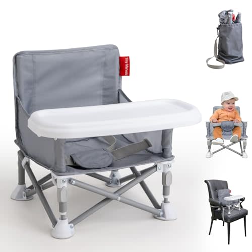 Tiny Marvels Baby Chair, Portable & Foldable for Travel & Beach, Ages 6M-3Y | BPA-Free Material, 3-Point Harness, 3-in-1 Baby Chair, Removable Tray & Carry Bag, Sturdy with Reinforcement, Non-Slip Feet