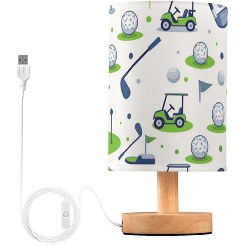 Golf Ball Flag Car Table Lamp for Bedroom Bedside Lamp Desk Lamps Cylinder Nightstand Lamp for Living Room Office Decor