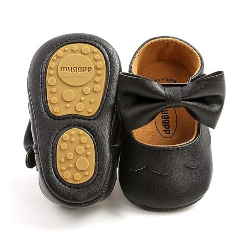 E-FAK Baby Girls Shoes Mary Jane Flats Shoes Anti-Slip Soft Rubber Sole Toddler First Walkers Princess Dress Shoes