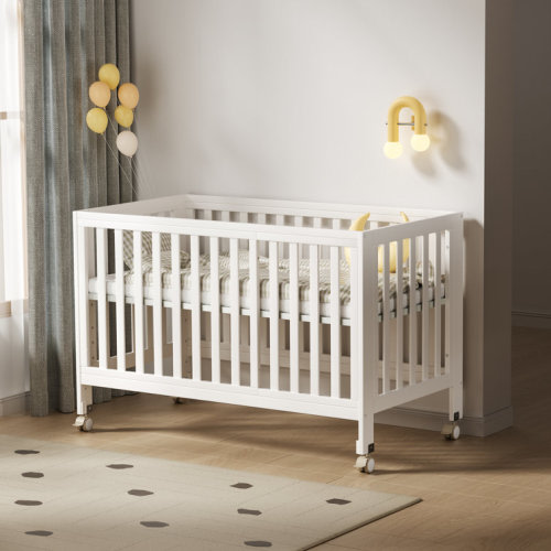 11-In-1 Convertible Mini Cradle to Full Size Crib With Removable Wheels