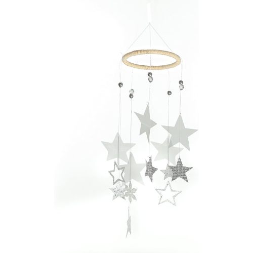 Hanging Mobile Art⎮Baby Mobile⎮Sky Mobile⎮Eclectic Decor⎮Handmade Nursery Crib Boy Girl Kids Infant Adult Ceiling Home Outdoor Garden Gray Star Decorations (Pack of 1)