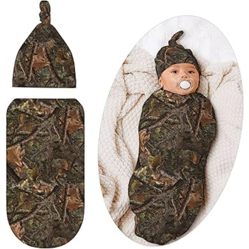 Camo Swaddle Blanket Soft Sleeping Bag, Swaddling Sacks for Newborn Baby Unisex Camo Baby Stuff