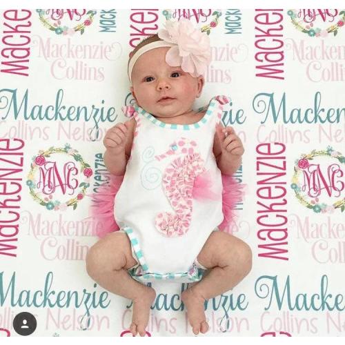 Baby Blanket - Baby Girl Blanket - Personalized Baby Blanket - Monogram Baby Blanket - Swaddle Receiving Blanket - Custom Blanket