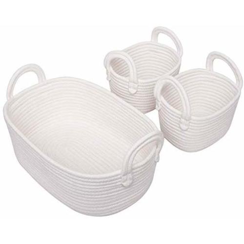 Cotton Rope Storage Baskets, Set of 3 Toy Organizer for Woven Nursery Decor, Gift Basket