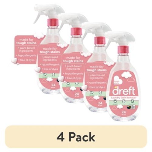 (4 pack) Dreft Plant Based Baby Spray and Wash Laundry Stain Remover, Baby Essentials, 24 oz
