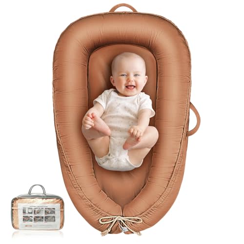 Baby Lounger - Infant Lounger for Newborn 0-24 Months, Pure Cotton Breathable Baby Nest Lounger Cover, Newborn Essentials for Baby Boys & Girls, Co Sleeper Portable Baby Bed for Home and Travel