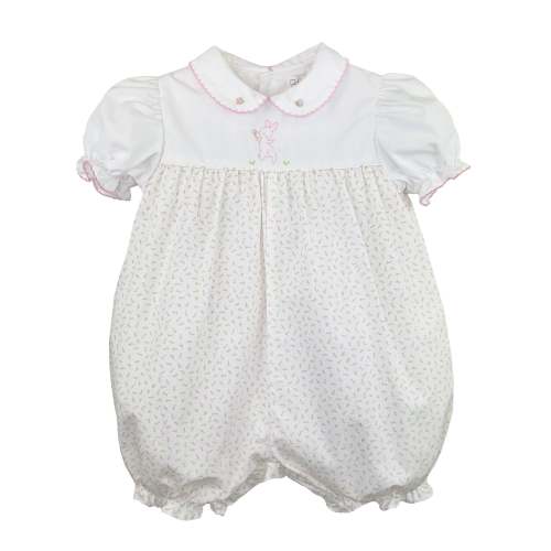 Embroidered Bunny Bubble with Floral Print